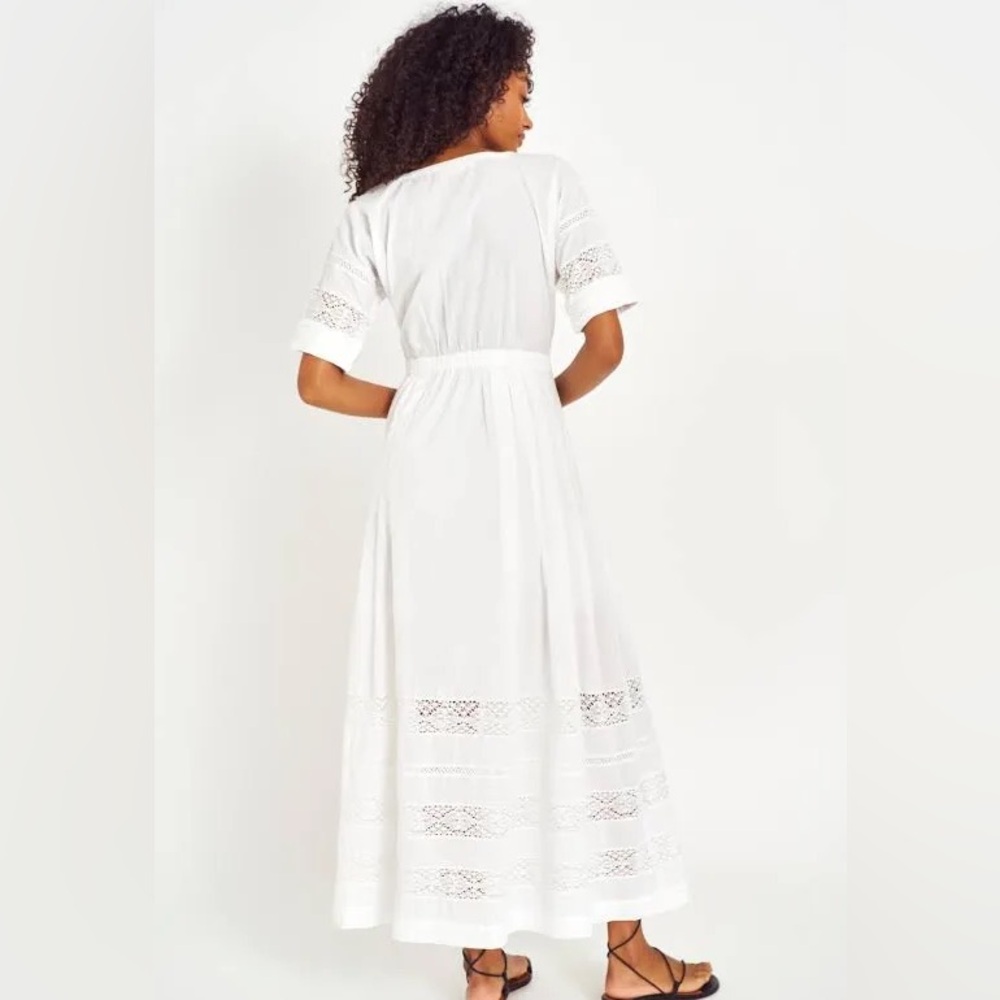NOT AVAILABLE Loveshackfancy White Cotton Eyelet Midi Edie Dress | Size M Boho - Picture 2 of 9
